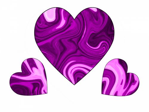Swirly,  Deformuoti,  Širdis,  Valentine,  Valentino Diena & Nbsp,  Meilė,  Violetinė,  Trys Purpurinės Sūkurinės Širdies 2
