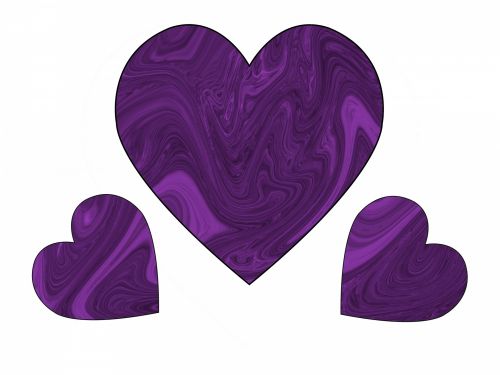 Swirly,  Deformuoti,  Širdis,  Valentine,  Valentino Diena & Nbsp,  Meilė,  Violetinė,  Trys Violetinės Sūkurinės Širdys