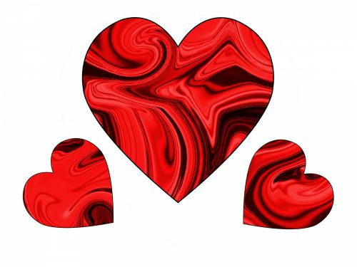Swirly,  Deformuoti,  Širdis,  Valentine,  Valentino Diena & Nbsp,  Meilė,  Raudona,  Trys Raudonos Švirkštimo Širdys 2