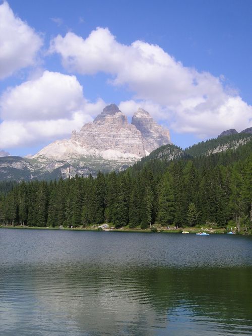 Trys Zinnen, Lavaredo, Misurina, Belluno, Dolomitai, Kalnai, Alpių, South Tyrol, Italy, Ežeras