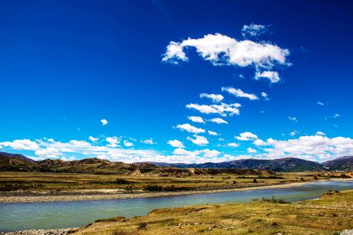 Tibetas, Kraštovaizdis, Fotografija, Kalnas, Kraštovaizdis, Upė