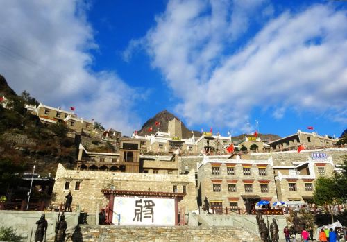 Tibetas, Šventykla, Kinija, Mėlynas Dangus