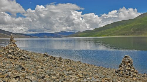 Tibetas, Kraštovaizdis, Yamdrok, Bergsee