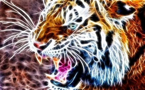 Tigras, Gyvūnas, 3D, Struktūra, Sirrealis, Abstraktus