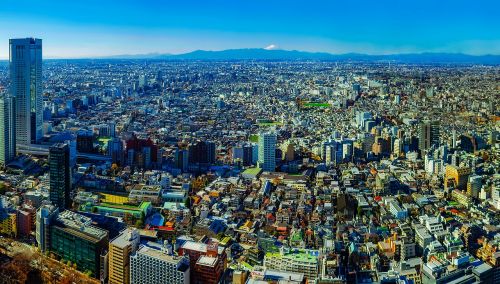 Tokyo, Japonija, Panorama, Miestas, Miesto, Pastatai, Tankus, Architektūra, Miesto Panorama, Mt, Fuji, Vista, Hdr