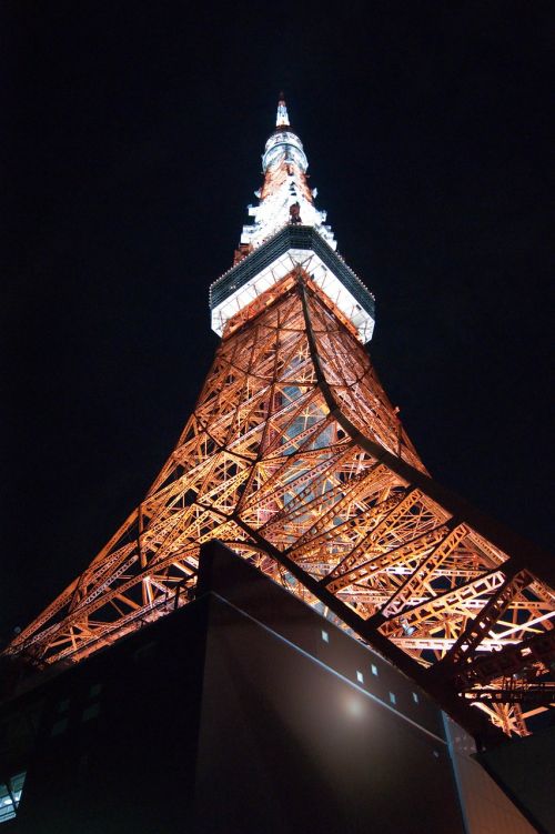 Tokijo Bokštas, Japonija, Tokyo, Naktinis Vaizdas