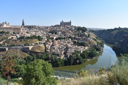 Toledo,  Ispanija,  Europa,  Kelionė,  Upė,  Hill,  Panorama,  Peržiūrėti,  Vaizdingas