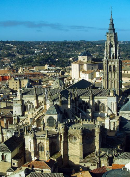 Toledo, Ispanija, Panoraminis, Miestas, Katedra, Paminklai, Architektūra, Gotikos Menas, Senamiestis, Bokštas