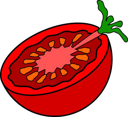 Pomidoras, Griežinėliais, Supjaustyti, Maistas, Vaisiai, Daržovių, Raudona, Nemokama Vektorinė Grafika