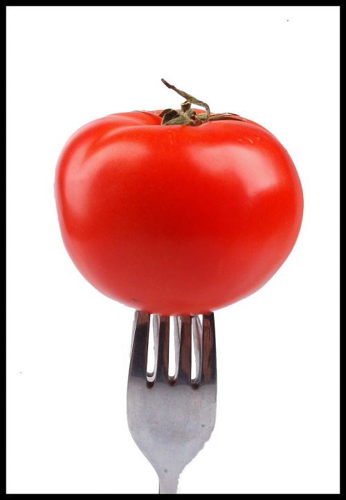Pomidoras, Šakutė, Pomidoras Raudonas, Stalo Įrankiai, Valgymas