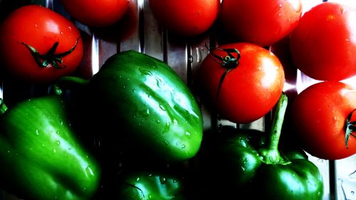 Pomidorai,  Pipirai,  Daržovės,  Žalumos,  Žalias,  Maistas,  Augalinis,  Virtuvė,  Daiktai,  Sodas,  Pomidorai Ir Pipirai