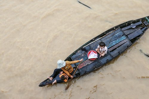 Tonle Sap Ežeras,  Kambodža,  Pabėgėlių,  Laivas,  Šlapias,  Vanduo