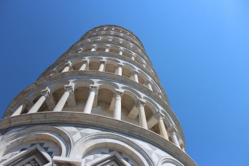 Torre, Pakabukas, Pisa, Italy, Toskana, Turizmas, Kultūra, Paminklas, Mėlynas Dangus, Piazza Dei Miracoli, Dangus
