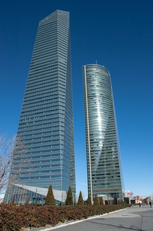 Torres, Architektūra, Dangus, Miesto, Dangoraižis, Stiklas, Madride, Verslo Bokštai, Ispanija, Miestas