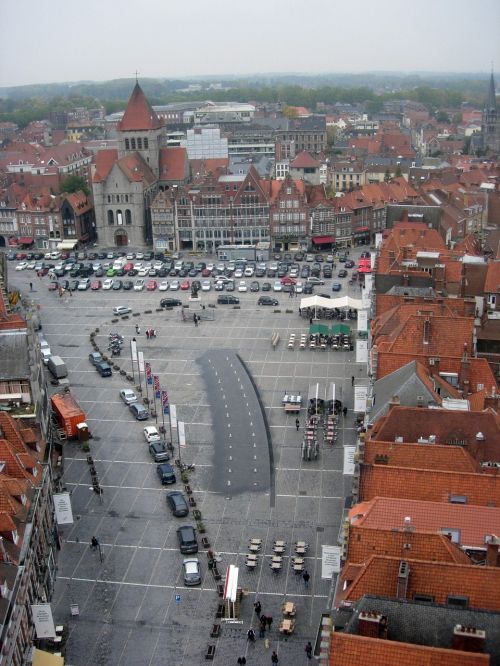 Tournai, Belgija, Vaizdas Iš Viršaus, Didžioji Vieta, Varpinė, Miestas