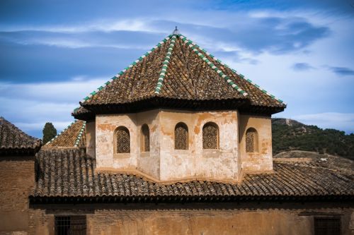 Bokštas, Langai, Nazari, Alhambra, Dangus, Andalūzija, Ispanija, Architektūra