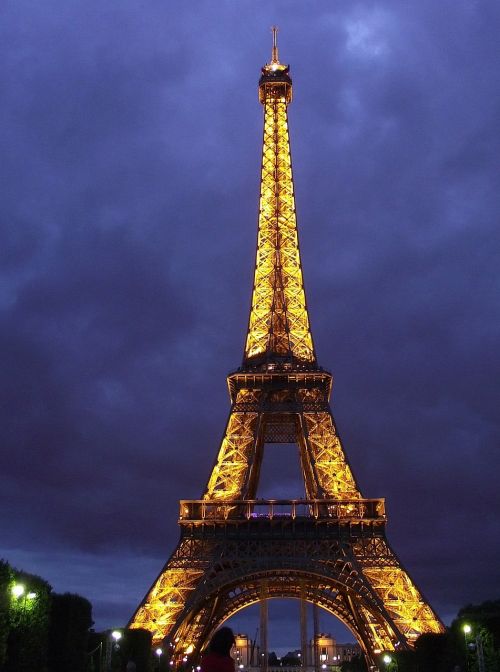 Bokštas, Eifelio Bokštas, Paris, Vakare, Naktinė Nuotrauka, Žibintai