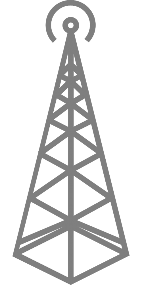 Bokštas, Antena, Radijas, Stotis, Siųsti, Bevielis, Pilka, Nemokama Vektorinė Grafika