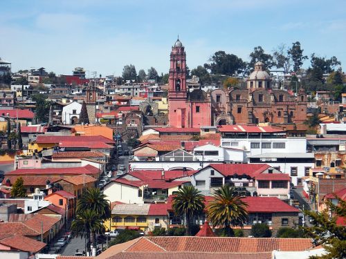 Miestas, Meksika, Kaimas, Kaimas, Pastatai, Architektūra, Tlalpuhahua, Guanajuato, Raudona, Stogai