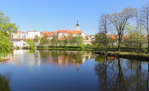 Miesto Panorama,  Čekija,  Vandens,  Atspindys,  Upė,  Pavasaris,  Miestas,  Panorama