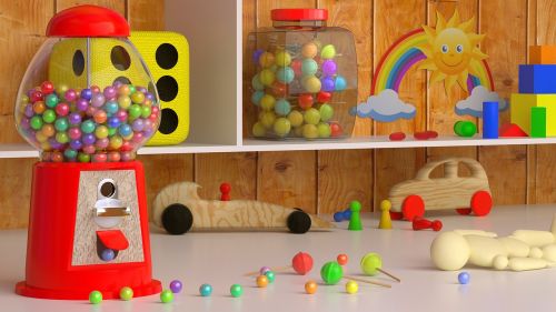 Žaislai, Saldainiai, Vaikų Kambarys, 3D, Blenderis
