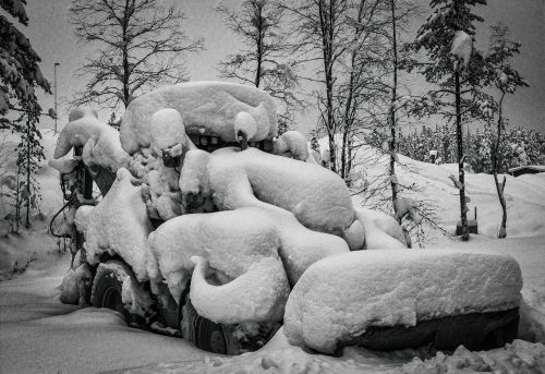 Traktorius, Žiema, Sniegas, Laplandas