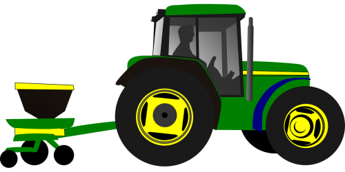 Traktorius, Sodinti, Sodintuvas, Kukurūzai, Priekaba, Žalias, Vairuotojas, Ūkis, Nemokama Vektorinė Grafika