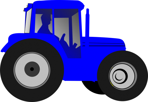 Traktorius, Ūkininkas, Vairuoti, Mėlynas, Siluetas, Didelis, Nemokama Vektorinė Grafika