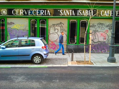 Prekyba, Rajonas, Madride, Gatvė, Grafiti, Kava