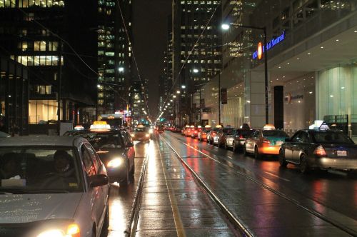 Eismas, Automobiliai, Gatvė, Miestas, Naktį, Miestas Naktį, Toronto