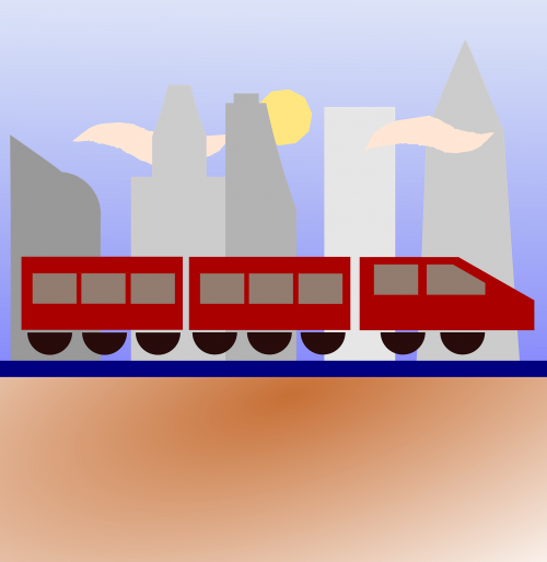 Traukinys, Miestas, Miesto, Kelionė, Kelionės Piktograma, Kraštovaizdis, Miesto Panorama