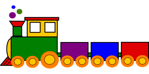 Traukinys, Žaislas, Spalvinga, Lokomotyvas, Geležinkelis, Dūmai, Garai, Nemokama Vektorinė Grafika
