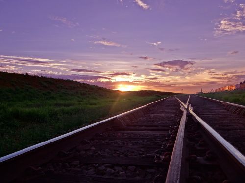 Traukinio Linija, Dangus, Saulėlydis, Taboado Išvaizda, Mato Grosso Do Sul, Traukinys, Royalty Free