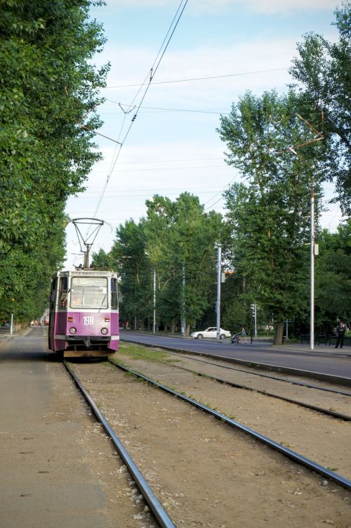 Tramvajus, Geležinkelio Bėgiai, Miestas, Novosibirskas, Rusija