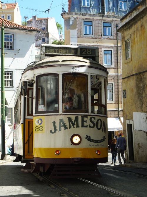 Tramvajus, Miestas, Lisboa, Miestas, Eismas, Geležinkelis, Tramvajus, Transporto Priemonė