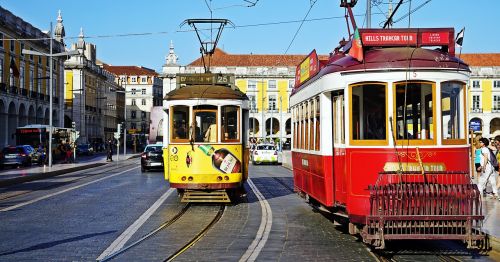 Tramvajus, Lisbonas, Portugal, Kelionė, Tramvajus, Miesto Panorama, Geltona, Raudona, Simbolis, Portugalų