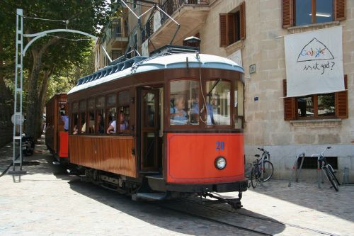 Tramvajus, Transportas, Kelionė, Sa Kalobra, Majorca, Ispanija, Turizmas