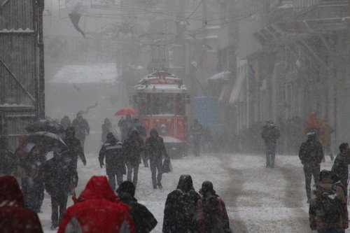 Tramvajų,  Beyoğlu,  Žiemos,  Sniegas,  Šaltis