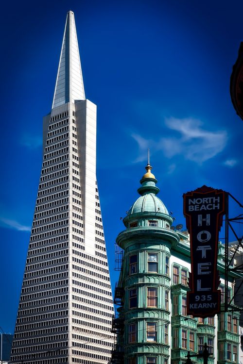 Transamerica Piramidė, Kolumbo Bokštas, San Franciskas, Dangus, Debesys, Orientyras, Pritraukimas, Architektūra, Centro, Turizmas, Istorinis, Lauke, Miestas, Miestai, Miesto, Miesto Panorama, Panorama, Hdr, Kalifornija