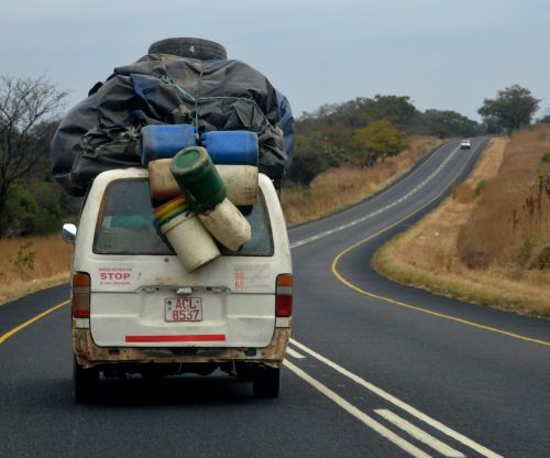 Transportas, Autobusas, Perkrautas, Zimbabvė, Afrika