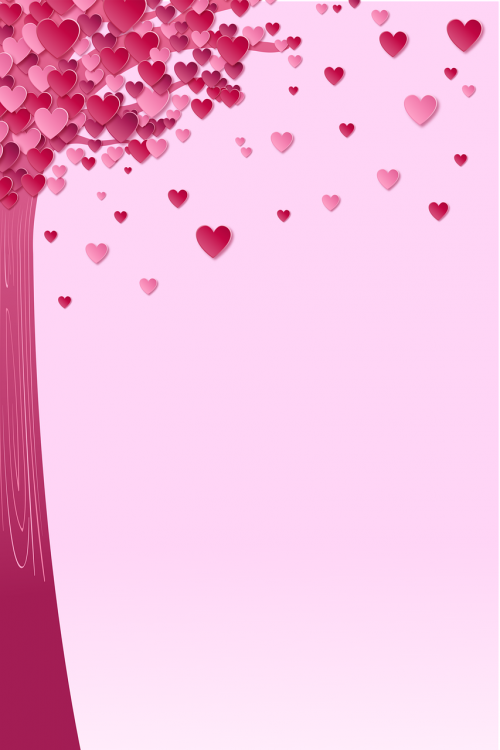 Medis, Rosa, Širdis, Širdis, Meilė, Valentine, Fonas, Rožinis Fonas, Romantiškas