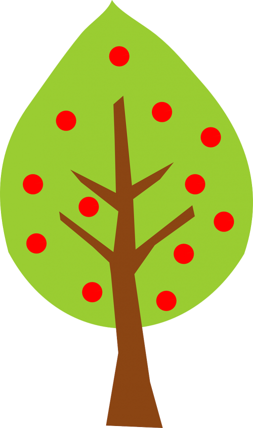 Medis, Obuolių Medis, Žalias, Raudona, Obuolys, Nemokama Vektorinė Grafika