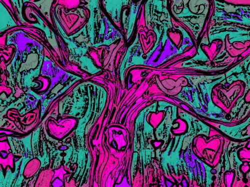 Medis,  Medžiai,  Paukštis,  Paukščiai,  Širdis,  Širdis,  Piešimas,  Meno,  Menas,  Laisvas,  Viešasis & Nbsp,  Domenas,  Animacinis Filmas,  Modernus & Nbsp,  Menas,  Abstraktus,  Chaosas,  Violetinė,  Rožinis,  Karštas & Nbsp,  Pink,  Žalias,  Picasso,  Medis,  Paukščiai Ir Širdys