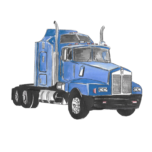 Sunkvežimis, Piešimas, Akvarelė, Mėlynas, Izoliuotas, Usa