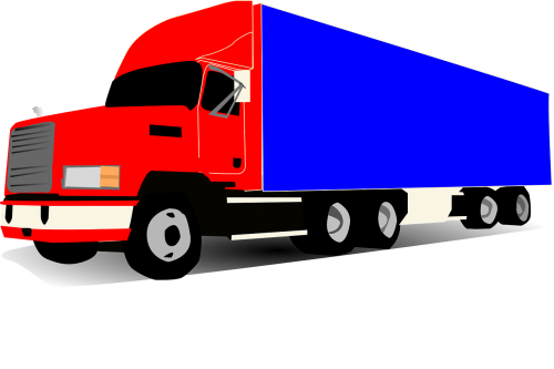 Sunkvežimis, Ratukas, Vairuotojas, Mėlynas, Raudona, Didelis, Nemokama Vektorinė Grafika