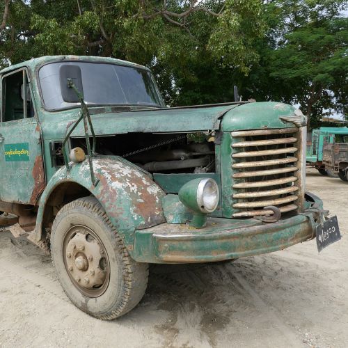 Sunkvežimis, Svetainė, Transportas, Oldtimer, Jalopy, Burma, Mianmaras