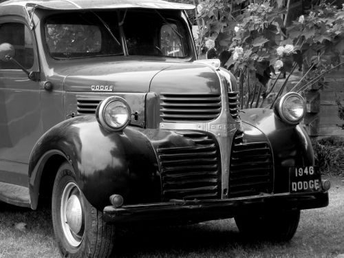 Sunkvežimis, Transporto Priemonė, Gabenimas, Senas, 1946 Dodge, Juoda Ir Balta