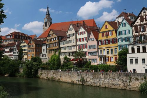 Tübingen, Miestas, Senamiestis, Istoriškai, Neckar, Upė, Bankas