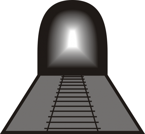 Tunelis, Takelius, Bėgiai, Šviesa, Tamsa, Nėra Fono, Traukinys, Nemokama Vektorinė Grafika