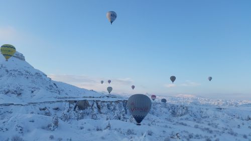 Turkija, Cappadocia, Skrydis Su Hotair Balionu, Žiema